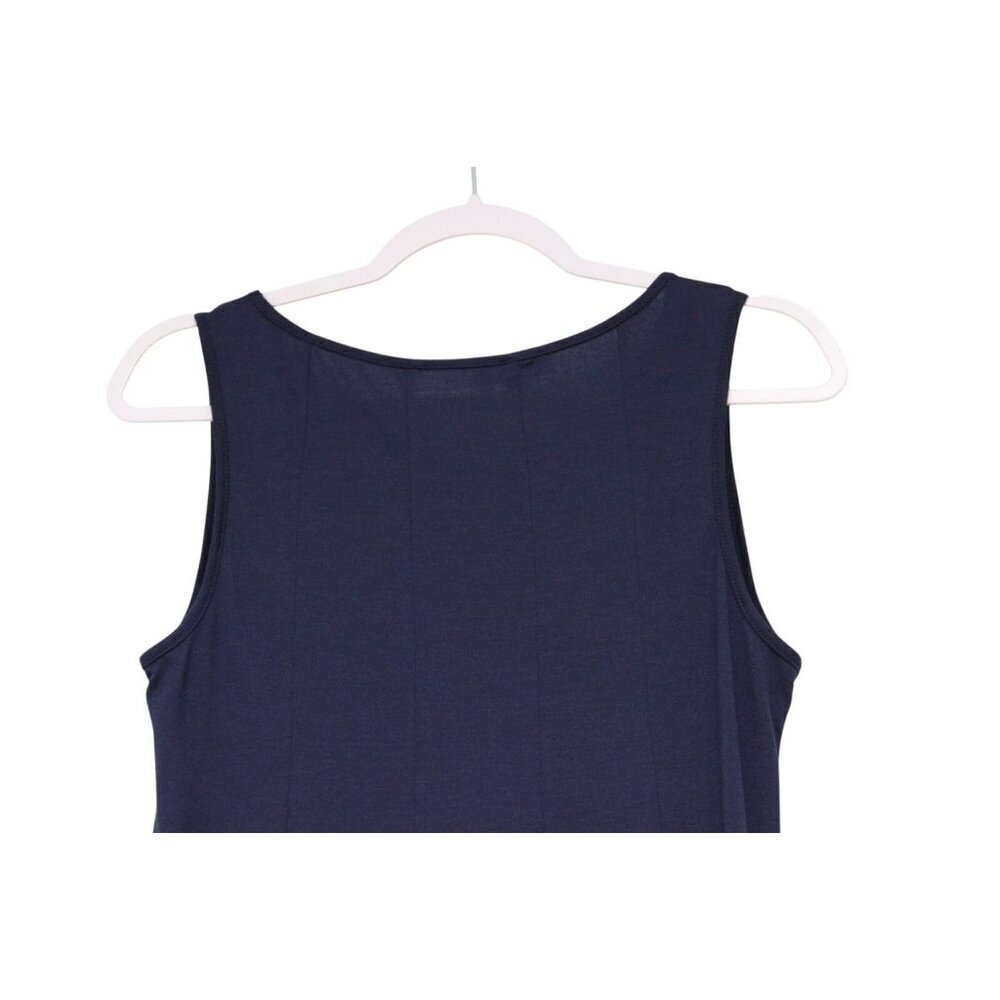 Theory Midi Dress Size 10 Navy Stretch Knit Classic Preppy Coastal Beach Boho - Picture 9 of 13